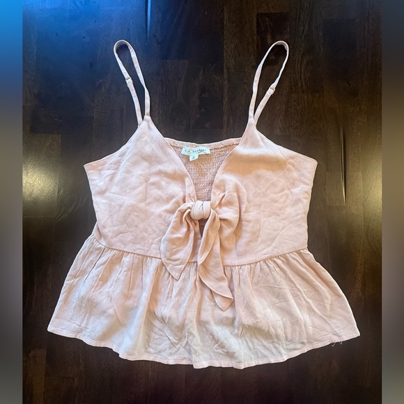 La Hearts Pacsun peach Camisole with Tie Front Peplum nwt medium babydoll peplum - Picture 2 of 8